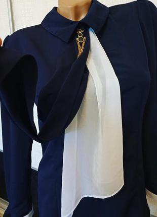 Удлиненная офисная блуза блузон tozlu4 фото