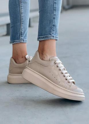 Шикарні кросівки alexander mcqueen beige nude premium кросівки кеді кеди