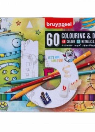 Набор цветных карандашей small artists 58 шт ластик, стругачка, мет. коробка bruynzeel