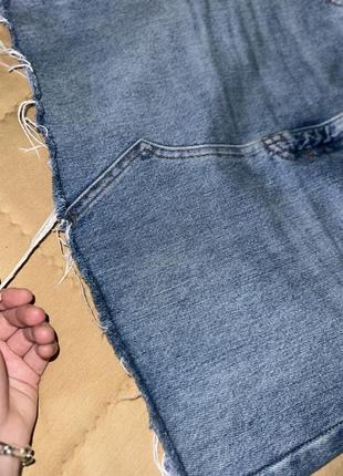Джинсова юбка з потертостями, потьопана джинсова юбка5 фото