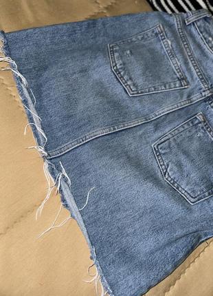 Джинсова юбка з потертостями, потьопана джинсова юбка9 фото