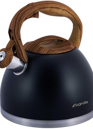 Чайник kamille whistling kettle black 2.7л из нержавеющей стали со свистком