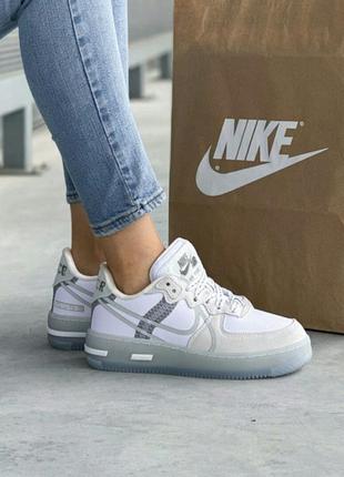 Кроссовки nike air force 1 react white & grey кросівки