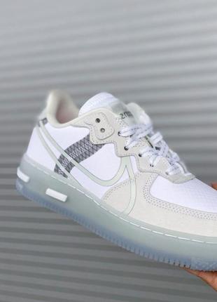 Кроссовки nike air force 1 react white & grey кросівки8 фото