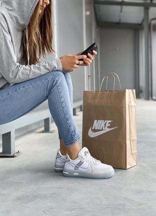 Кроссовки nike air force 1 react white & grey кросівки10 фото