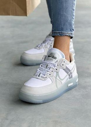 Кроссовки nike air force 1 react white & grey кросівки1 фото