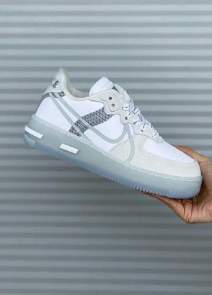 Кроссовки nike air force 1 react white & grey кросівки3 фото