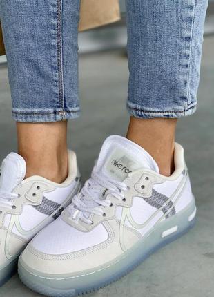 Кроссовки nike air force 1 react white & grey кросівки8 фото