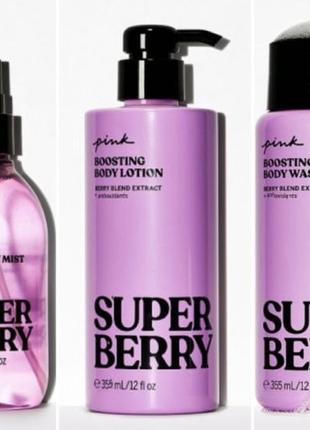 Подарочный набор super berry victoria’s secret, спрей, лотон, гель для душа2 фото