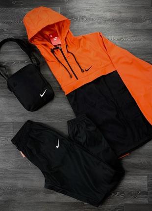 Комплект анорак president оранжево-черный + штаны president + в подарок барсетка
