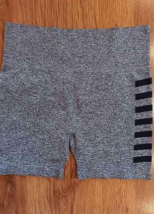 Женские велосипедки короткие шорты для тренировок серый меланж workout