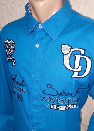 Шикарная синяя рубашка camp david regular fit made in turkey, оригинал, молниеносная отправка3 фото
