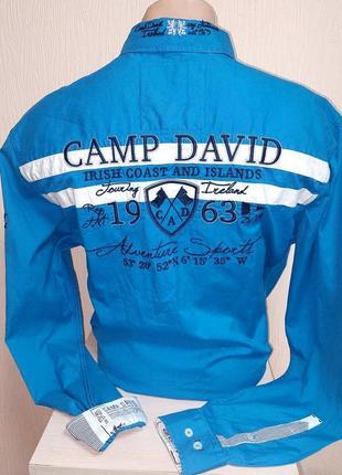 Шикарная синяя рубашка camp david regular fit made in turkey, оригинал, молниеносная отправка5 фото