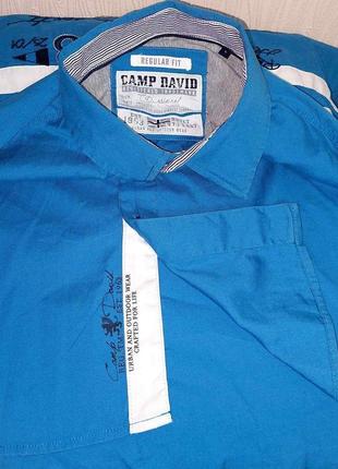 Шикарная синяя рубашка camp david regular fit made in turkey, оригинал, молниеносная отправка8 фото