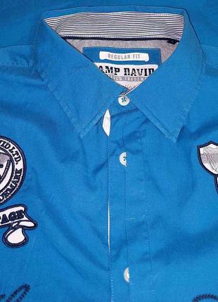 Шикарная синяя рубашка camp david regular fit made in turkey, оригинал, молниеносная отправка7 фото