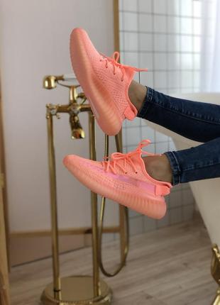 Классные женские кроссовки adidas yeezy boost 350 кораллово-розовые7 фото