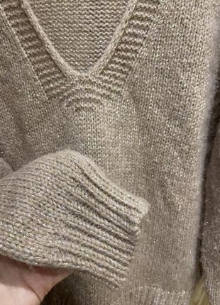 Шерстяной альпака нарядный джемпер свитерок пуловер v вырез