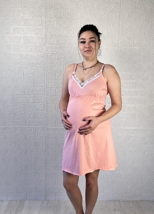 Нічна сорочка хлопок, майка для годування для вагітних з мереживом, ночная рубашка для кормления2 фото