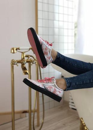 Шикарные лёгкие женские кеды vans белые с розовым6 фото