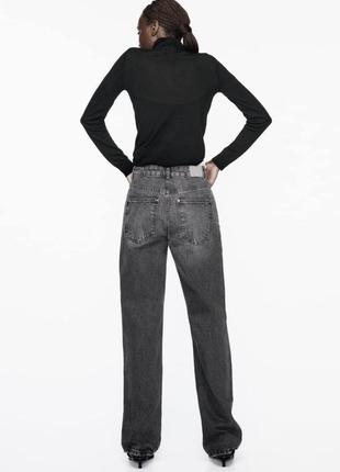 Серые джинсы прямого кроя с высокой посадкой из новой коллекции zara размер xxs (32)4 фото