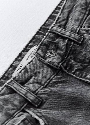 Серые джинсы прямого кроя с высокой посадкой из новой коллекции zara размер xxs (32)6 фото