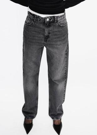 Серые джинсы прямого кроя с высокой посадкой из новой коллекции zara размер xxs (32)2 фото