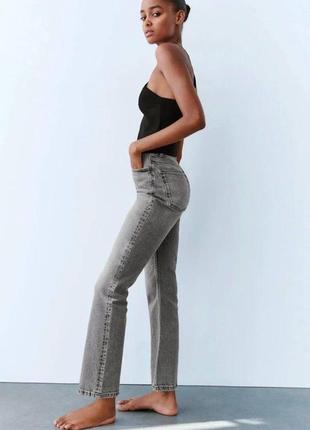 Прямые джинсы zara уровни серые высокая посадка2 фото