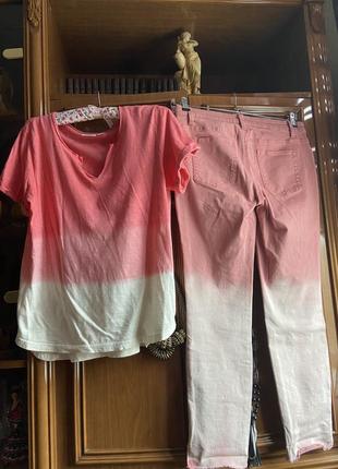 Оригінальний пудровий комплект rainbow: джинси та футболка4 фото