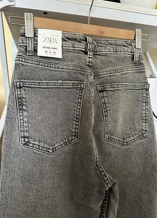 Прямые джинсы zara уровни серые высокая посадка4 фото