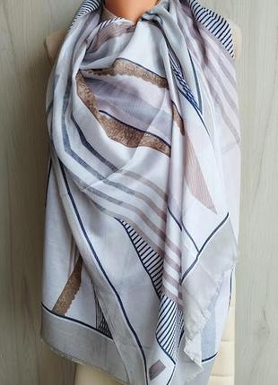 Нежный легкий тонкий шифоновый турецкий шарф палантин весное лето, серый, пудровый, абстракция