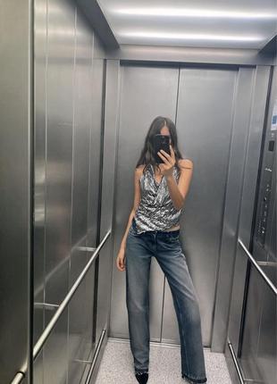 Джинсы zara low-rise straight jeans в размере 38 (m),40(l)1 фото