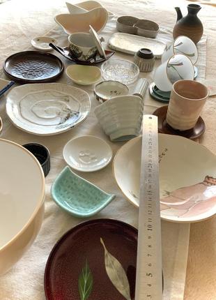 Набор посуды япония тарелка чаша фарфор керамика дерево винтаж4 фото
