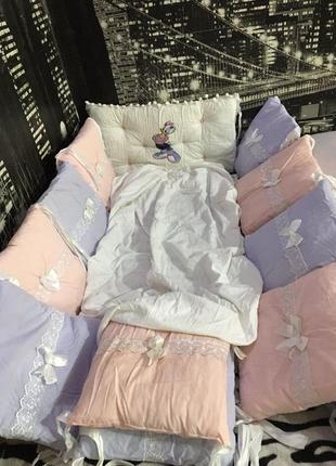 Комплект бортиков в детскую кроватку 120*60+простынь на резинке.постель7 фото