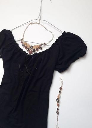 Ефектна чорна трикотажна блуза , футболка select2 фото