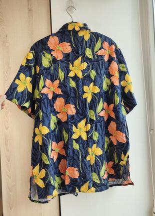 Вінтажна сорочка гавайська літня гавайка рубаха гавайская рубашка пальмы в пальмах7 фото