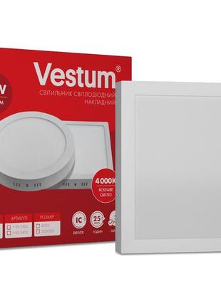 Квадратний світлодіодний накладний світильник vestum 18w 4000k 220v 1-vs-5403