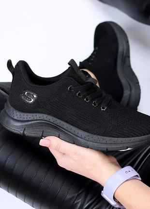 Летние текстильные эластичные черные кроссовки 207905 фото