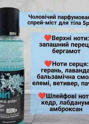 Чоловічий парфумований спрей-міст для тіла room 501, 250ml