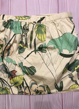 Юбка с карманами , жолуди, цветы , organic cotton h&m conscious , оригинал5 фото