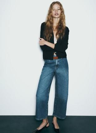 Широкие укороченные джинсы wide leg от zara 32, 34р, оригинал1 фото