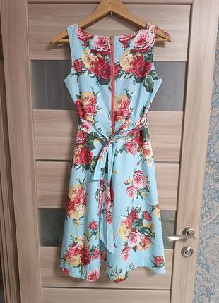 Легкое хлопковое сарафан платье миди в цветы5 фото