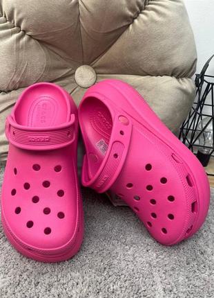 Женские кроксы сабо crocs classic crush juice розовые