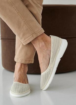 Летние легкие молочные удобные туфли перфорация,натуральная перфорированная кожа-женская обувь лето9 фото