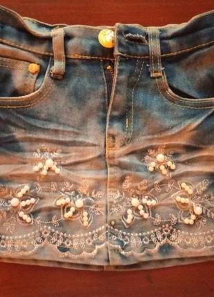 Модная джинсовая юбка 110см 5 лет1 фото