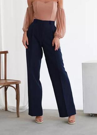 Брюки сині класичні жіночі костюмні брюки m&s- s