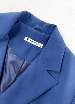 Синий двубортный пиджак7 фото