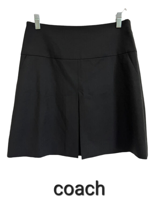 Шерстяная юбка с карманами и встречной складкой, батал  coach португалия2 фото