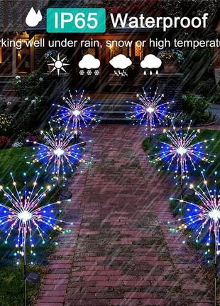 Светодиодный солнечный фейерверк фонарь для улицы сада садрвый декор3 фото