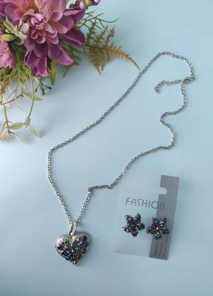 Набор серьги+цепочка с кулоном fashion accestories