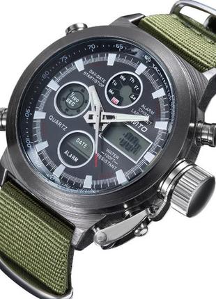 Легендарний чоловічий годинник amst mountain gr., годинник з військовим дизайном amst mountain gr., у зеленому кольорі від amst
